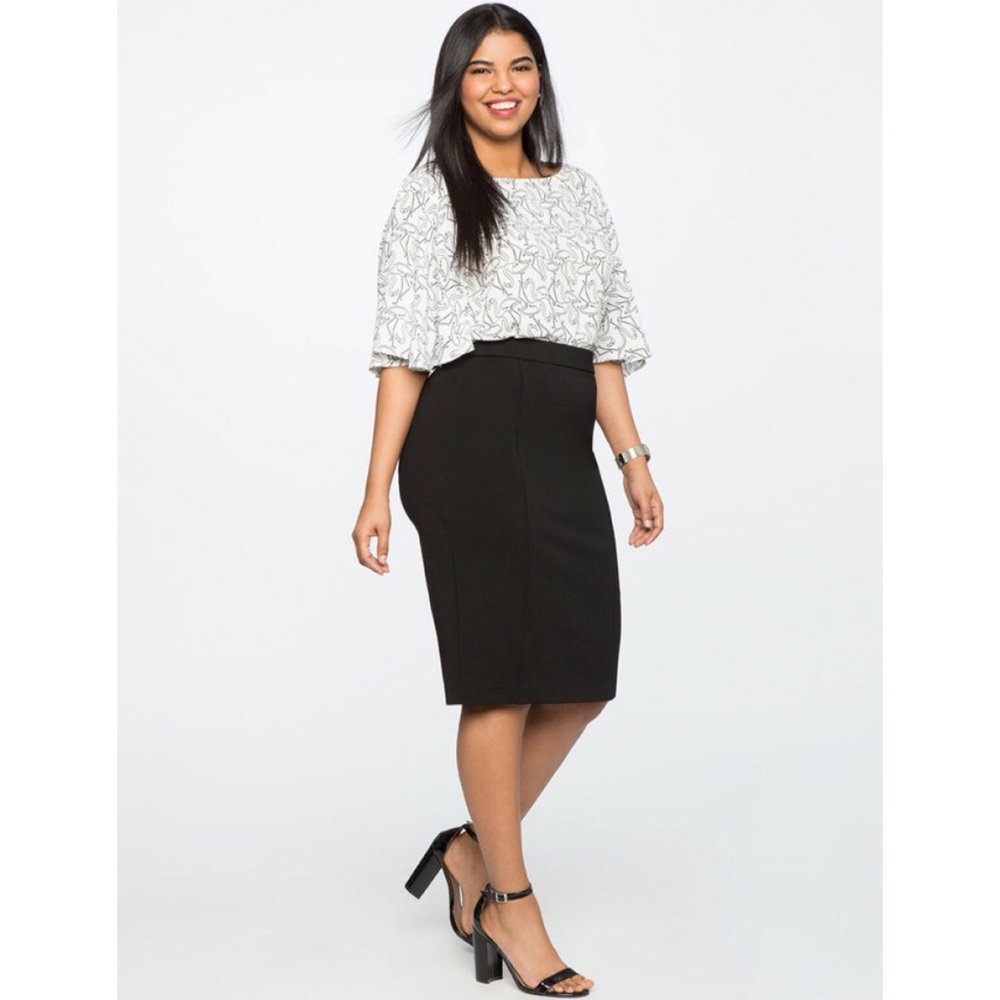 Eloquii 9-5 Stretch Work Skirt Black Pencil Ponte